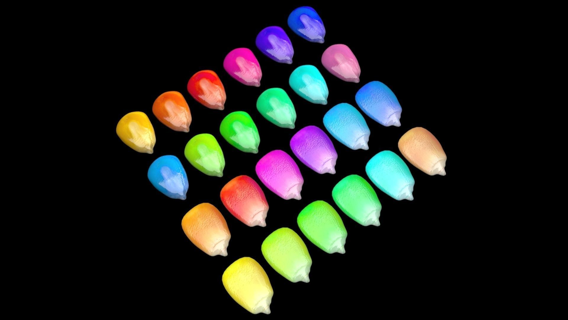 Colored Corn Kernels Set 3D model_6