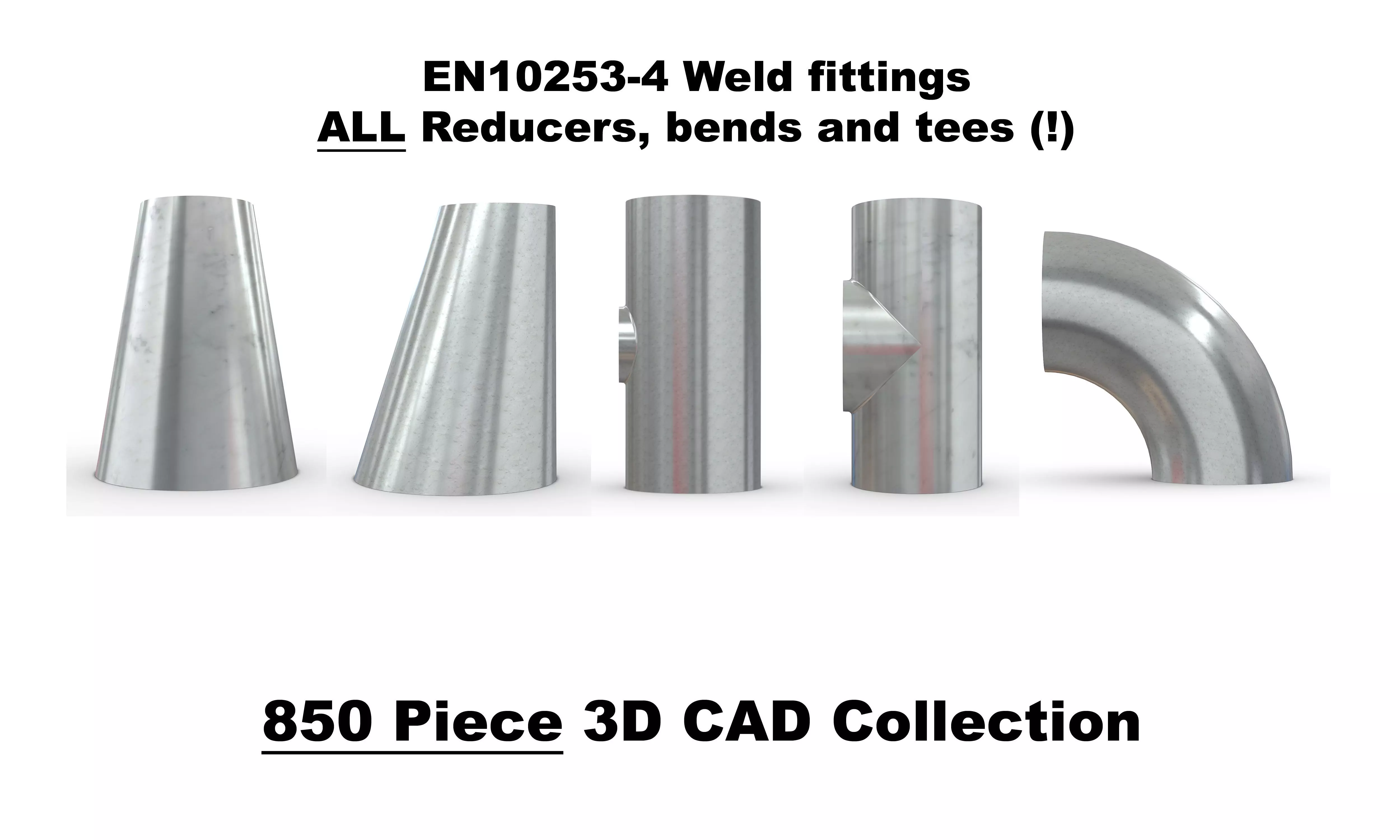 EN10253-4 weld Fittings - 850 Files CAD Collection 3D model