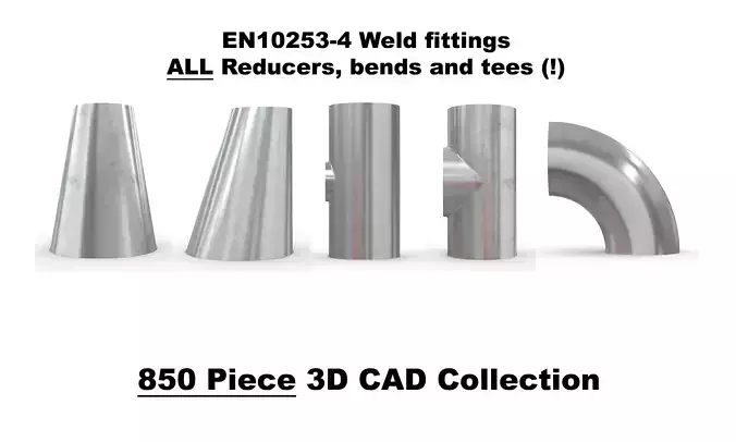 EN10253-4 Butt weld Fittings - 850 Files CAD Collection 3D model