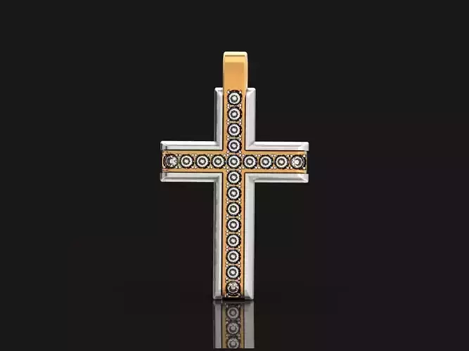 Two tone  Cross Pendant 976