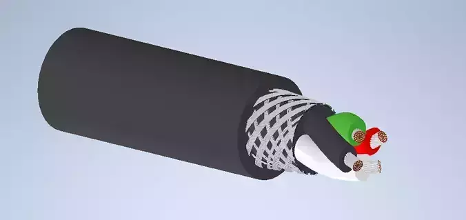 Power Cable - Braid Screen 3D model