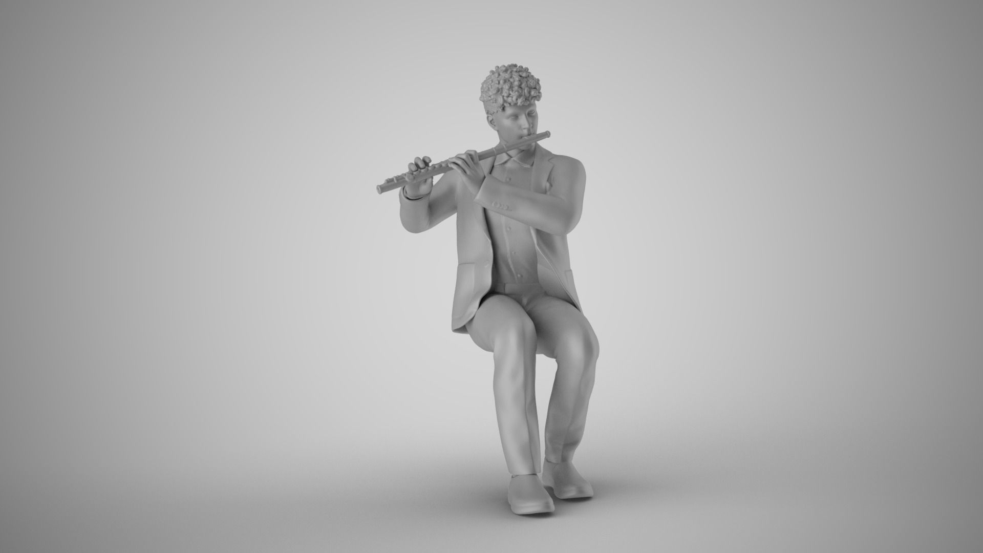 Man Playing Flute 3D print model_20