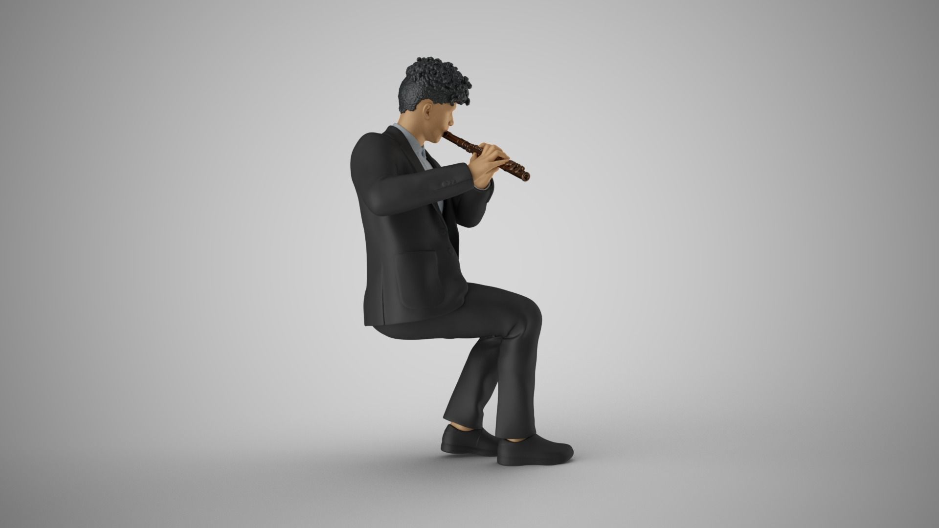 Man Playing Flute 3D print model_5