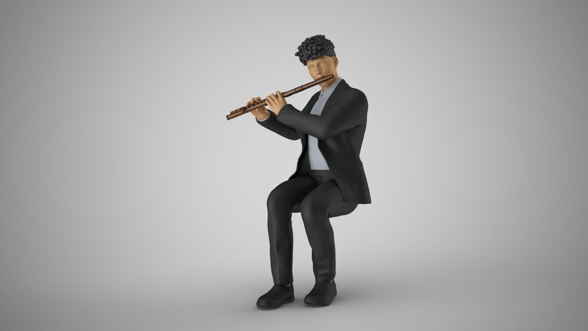 Man Playing Flute 3D print model_18