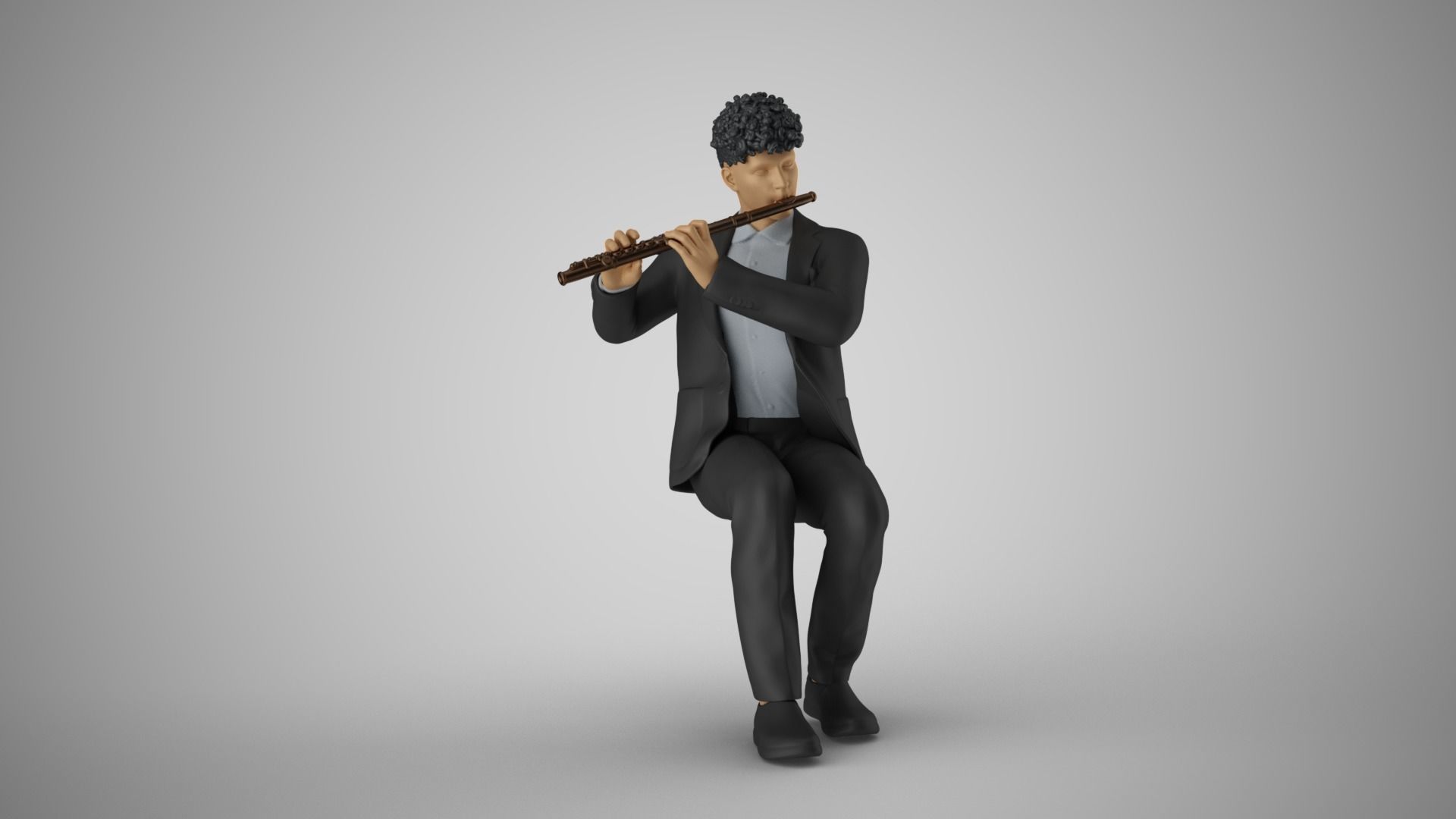 Man Playing Flute 3D print model_13