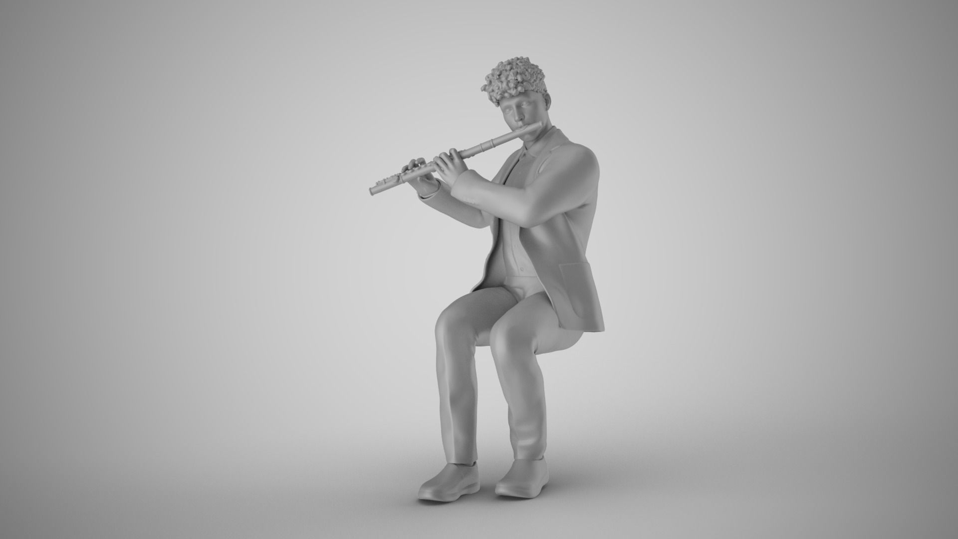 Man Playing Flute 3D print model_1