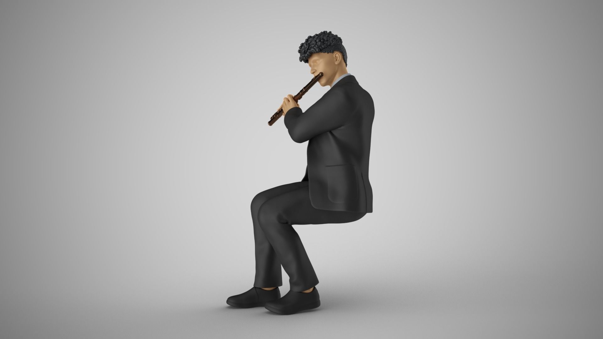 Man Playing Flute 3D print model_16