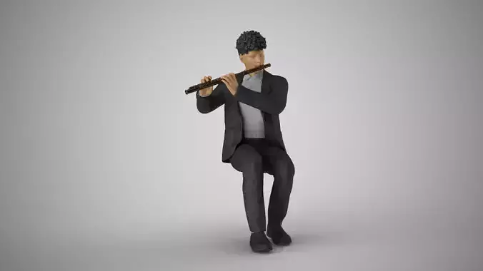 Man Playing Flute 3D print model
