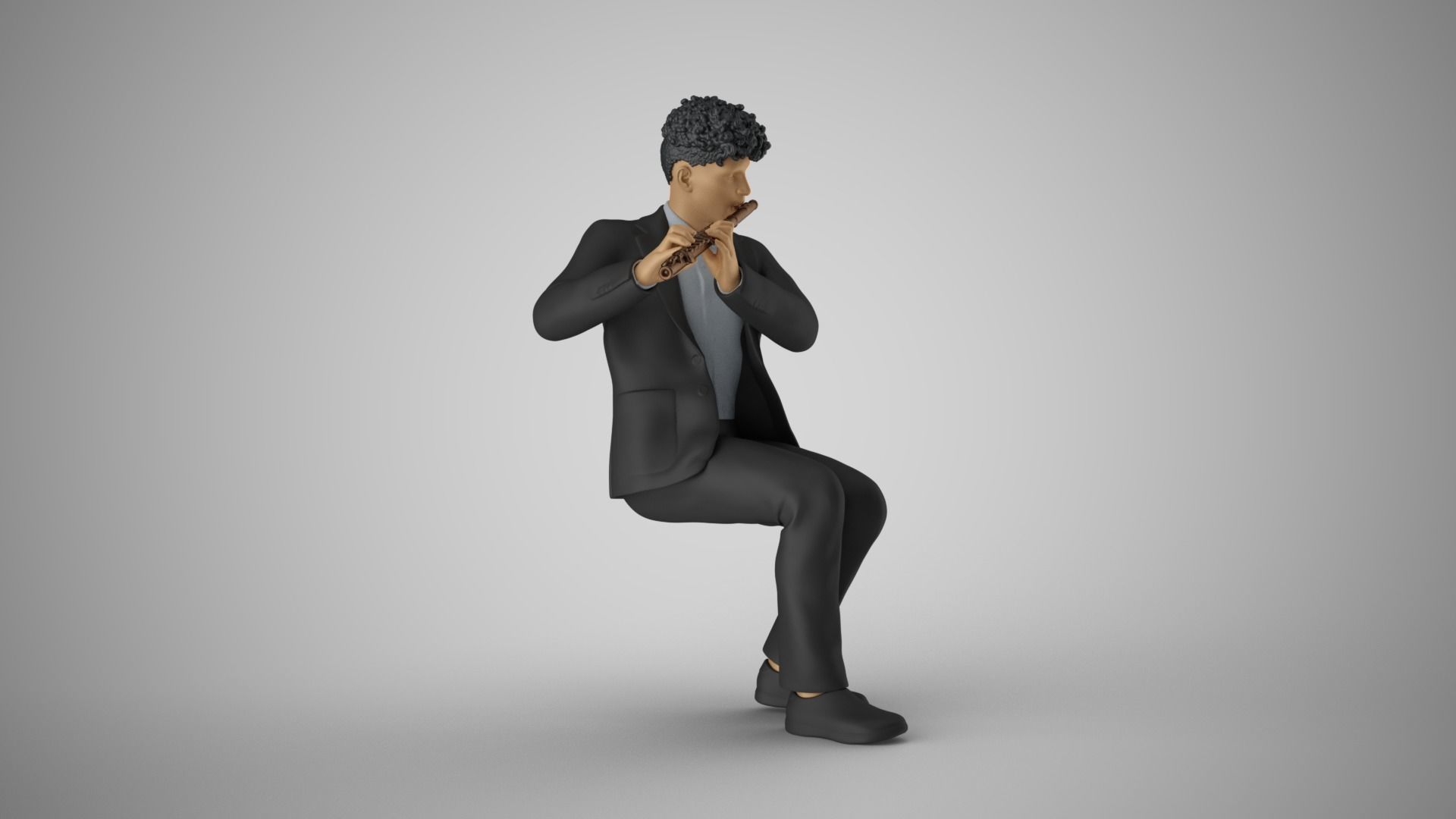 Man Playing Flute 3D print model_4