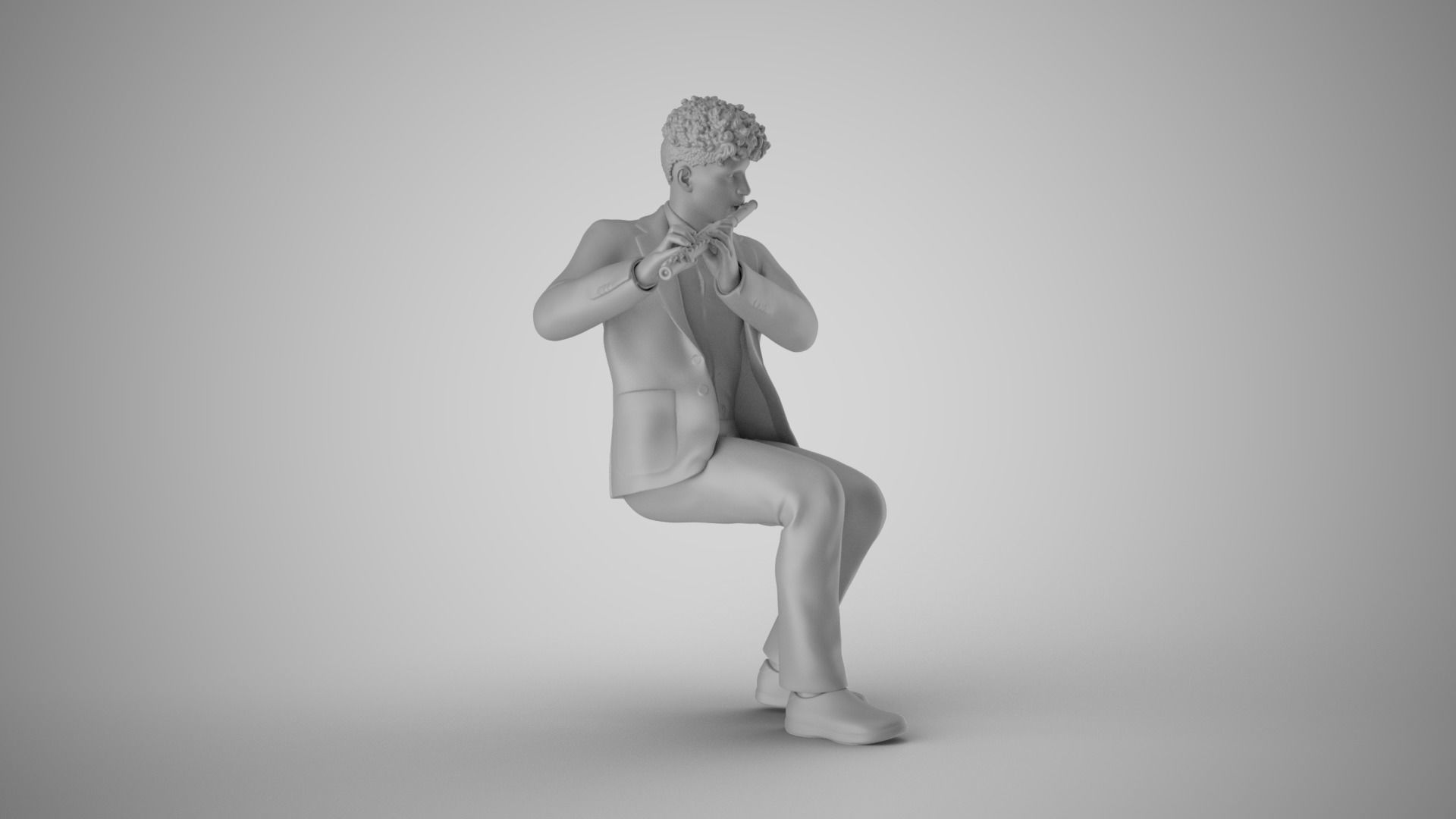 Man Playing Flute 3D print model_21