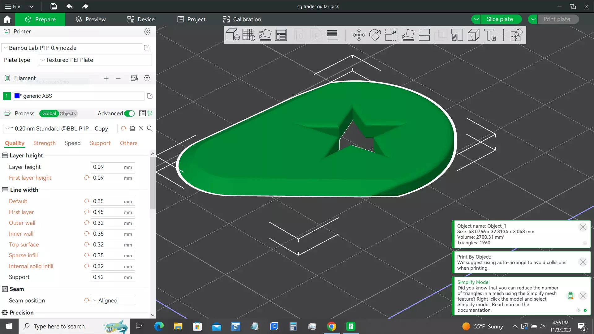 3D guitar pick Free 3D print model