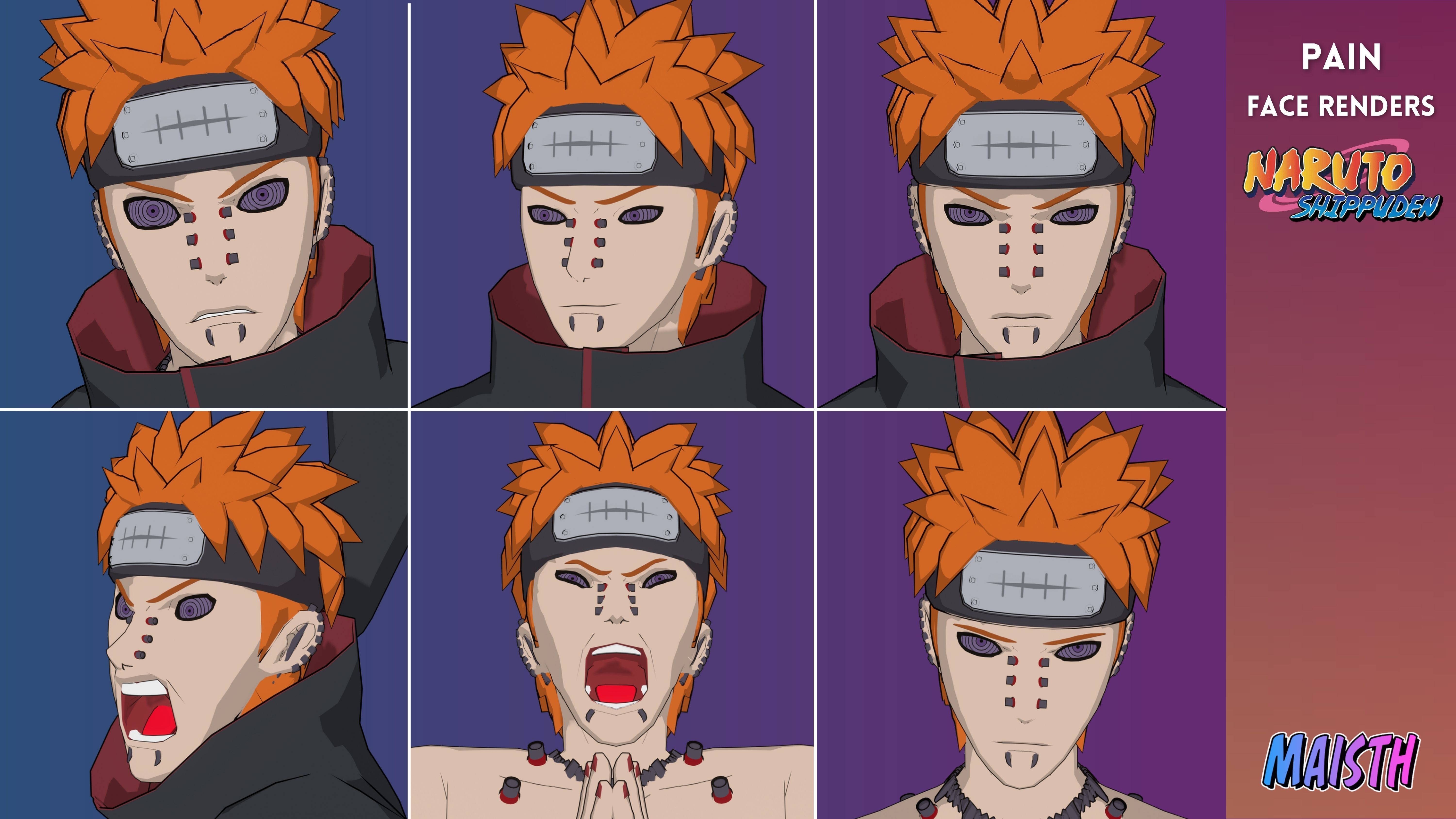 Pain - Naruto Shippuden - 3D Model - Rigged 3D model_7