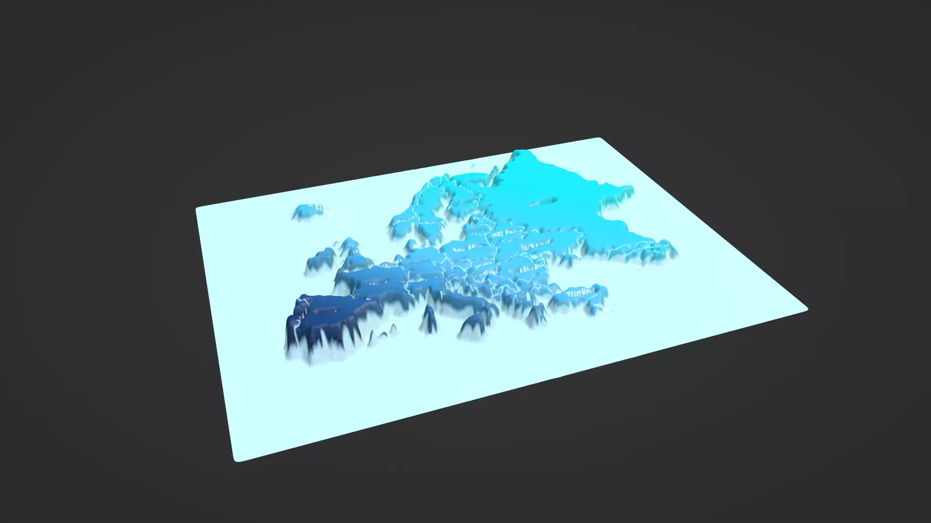 Europe Map Topography Low-poly 3D model_0