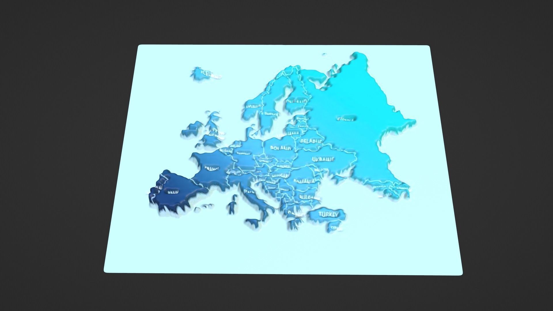 Europe Map Topography Low-poly 3D model_1