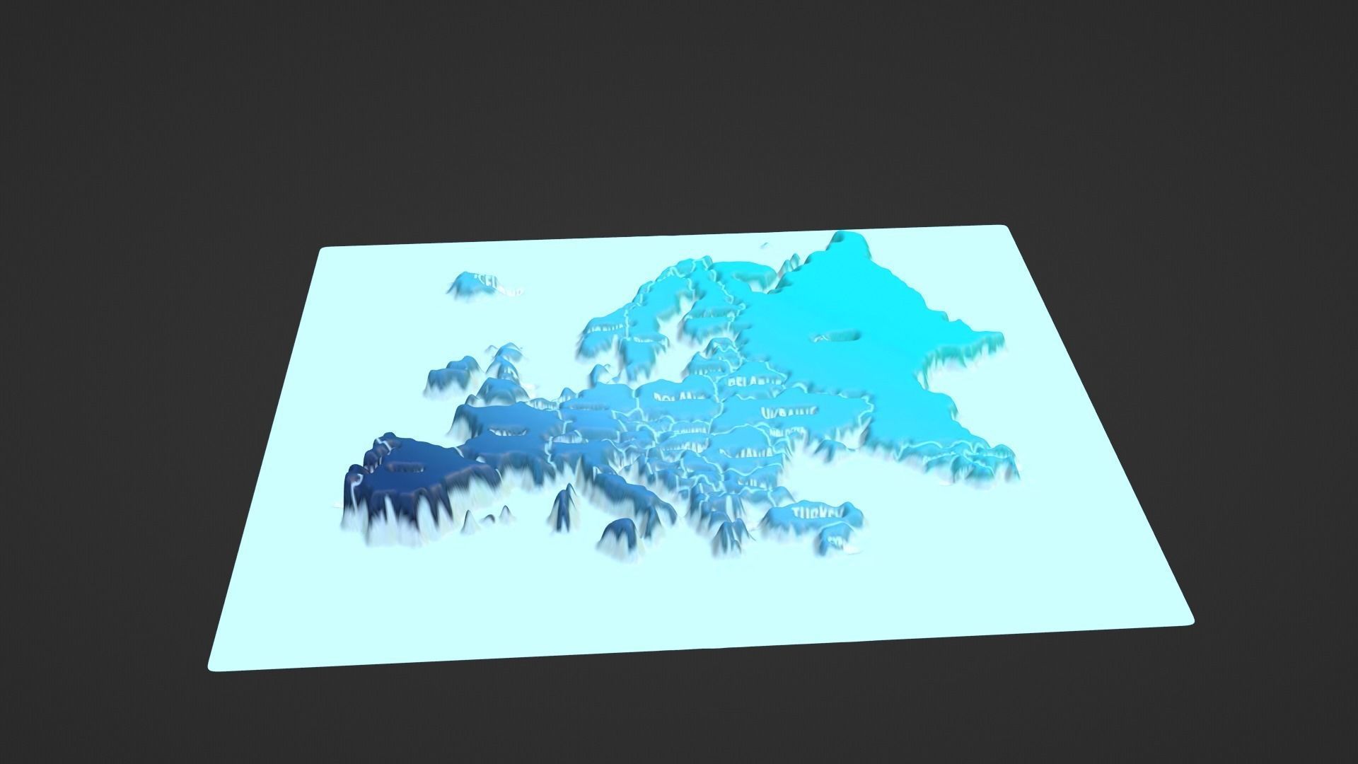 Europe Map Topography Low-poly 3D model_6