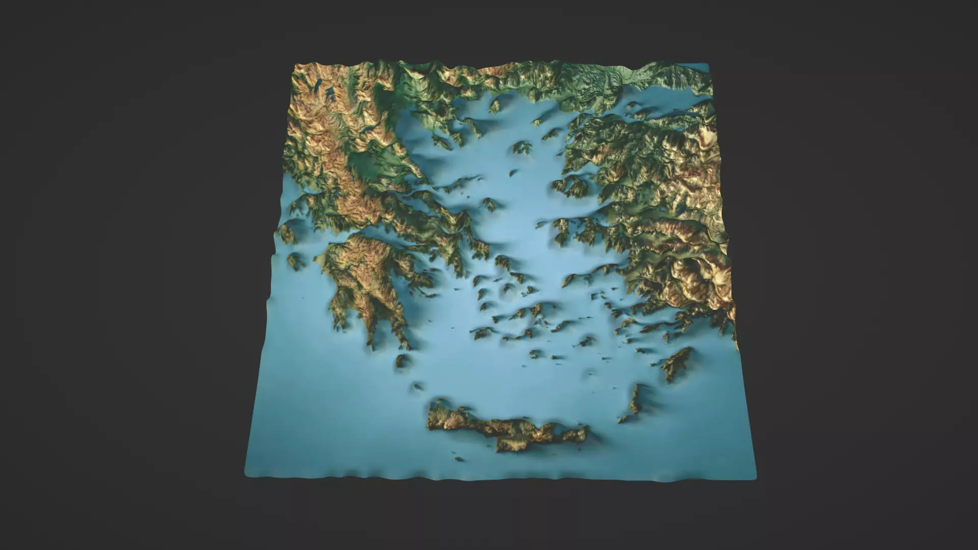 Aegean Sea Map Topography Low-poly 3D model