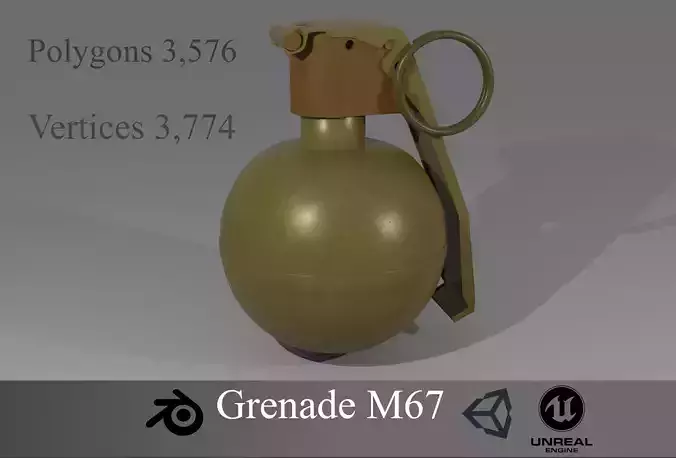 Grenade M67 history edition Low-poly 3D model
