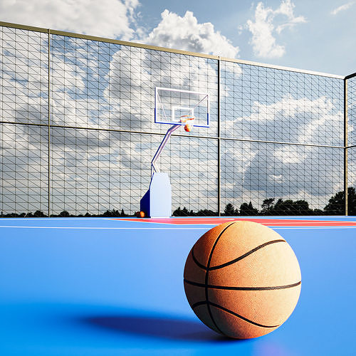 Basketball Court and Ball 3D model
