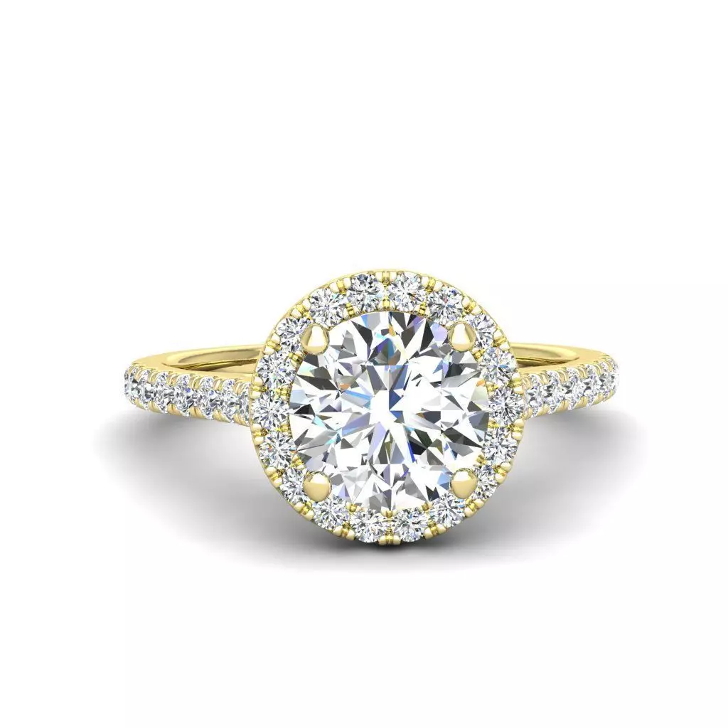 Engagement ring Mia round 3D print model_0