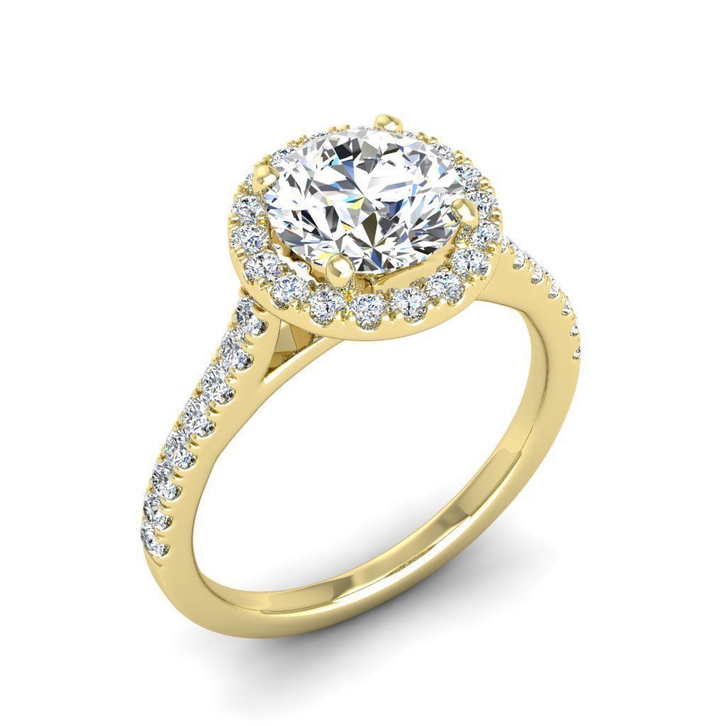 Engagement ring Mia round 3D print model_8