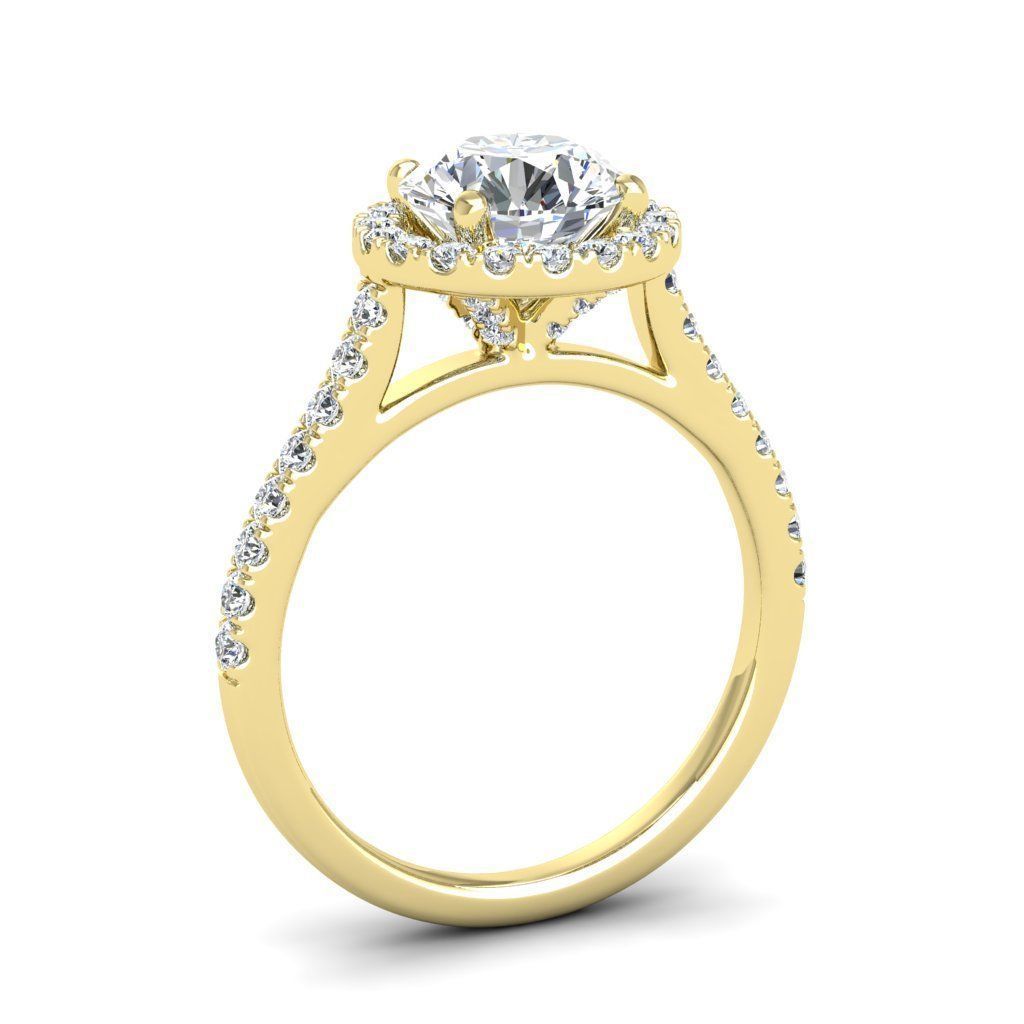 Engagement ring Mia round 3D print model_5