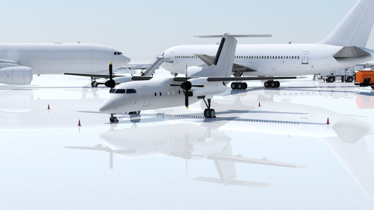 DHC-8 Dash 8 Static Low Poly Blank Low-poly 3D model_6