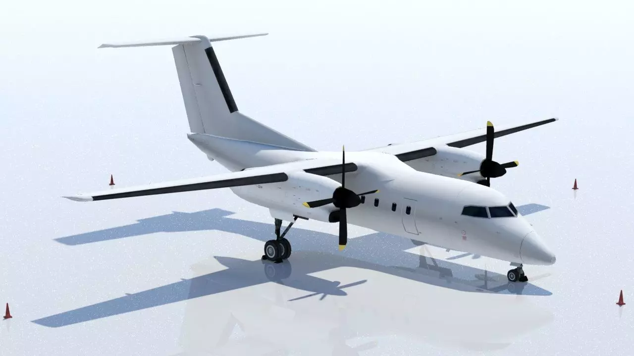 DHC-8 Dash 8 Static Low Poly Blank Low-poly 3D model_0