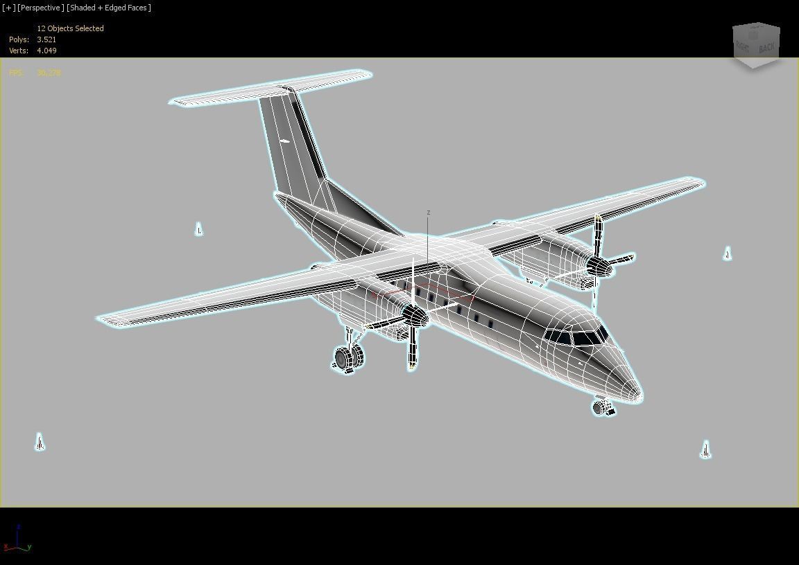 DHC-8 Dash 8 Static Low Poly Blank Low-poly 3D model_5