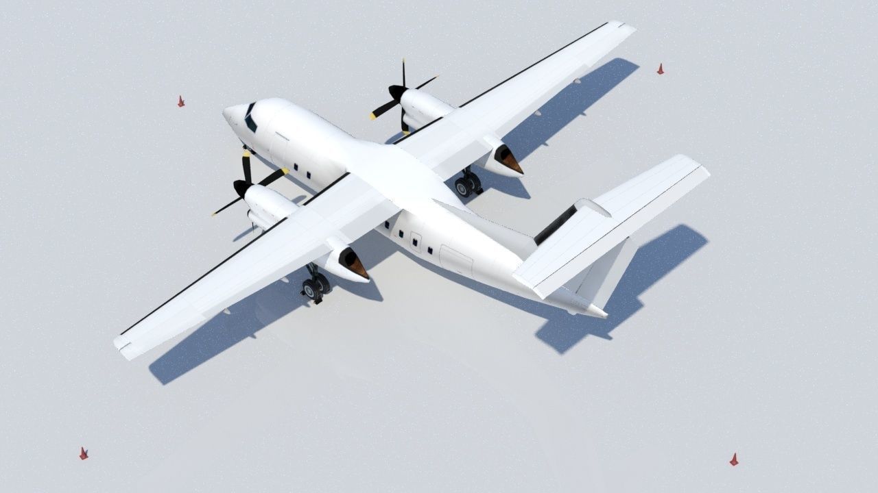 DHC-8 Dash 8 Static Low Poly Blank Low-poly 3D model_2