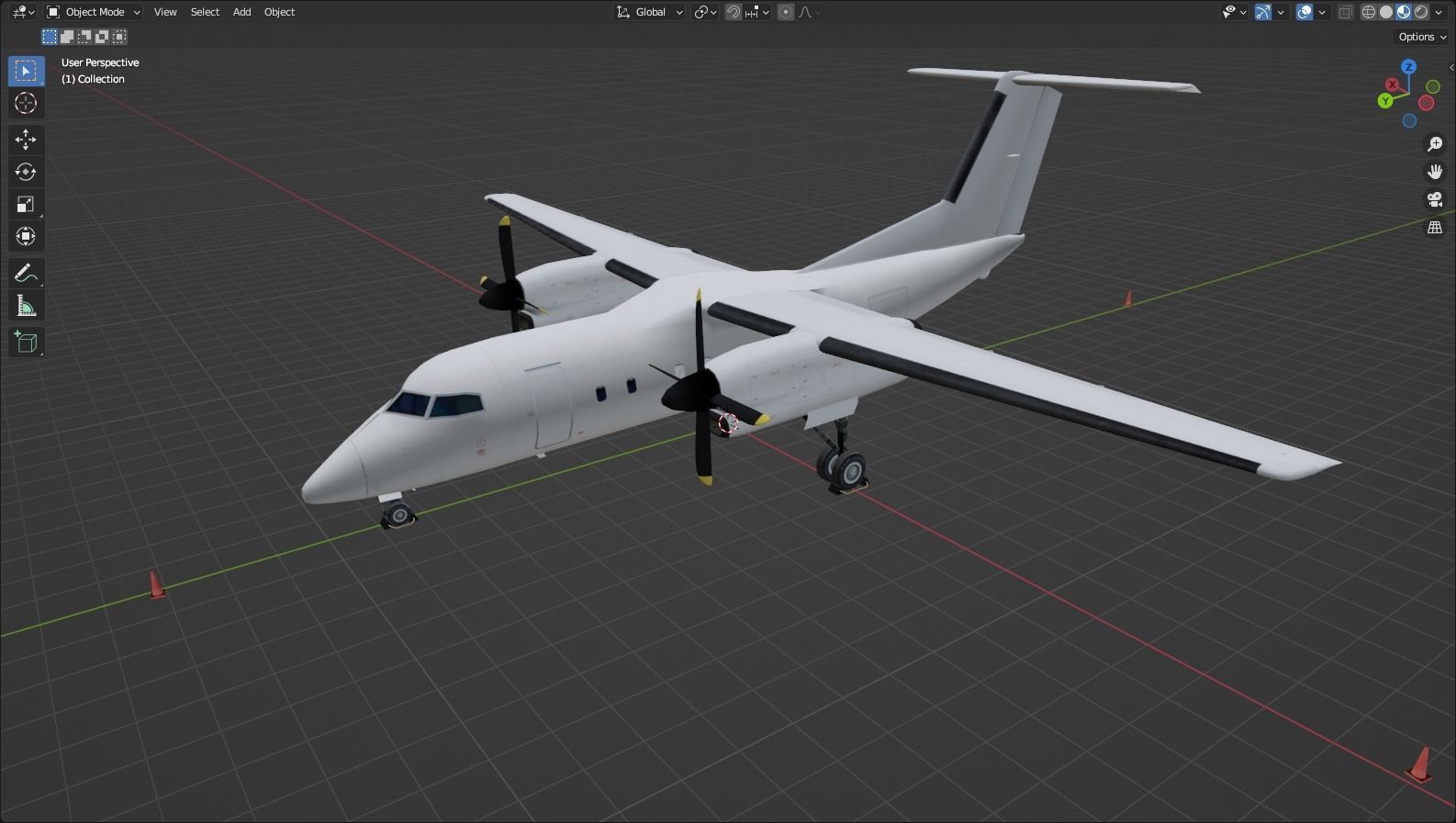DHC-8 Dash 8 Static Low Poly Blank Low-poly 3D model_4