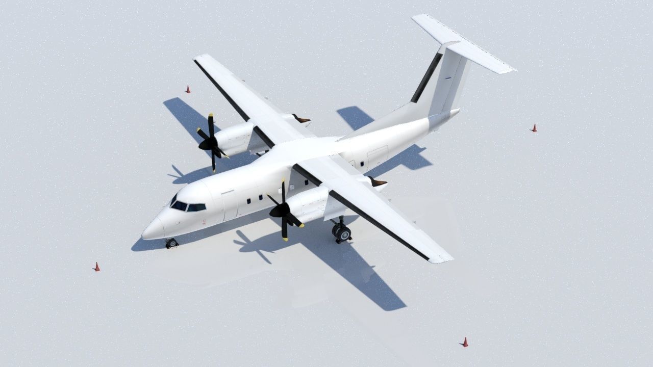 DHC-8 Dash 8 Static Low Poly Blank Low-poly 3D model_1