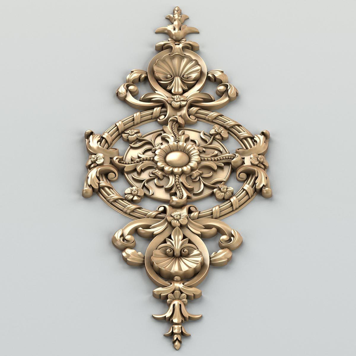 Carved decor central 008 3D model_5