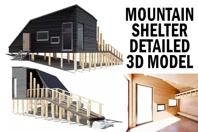 Mountain Shelter - very detailed 3D model