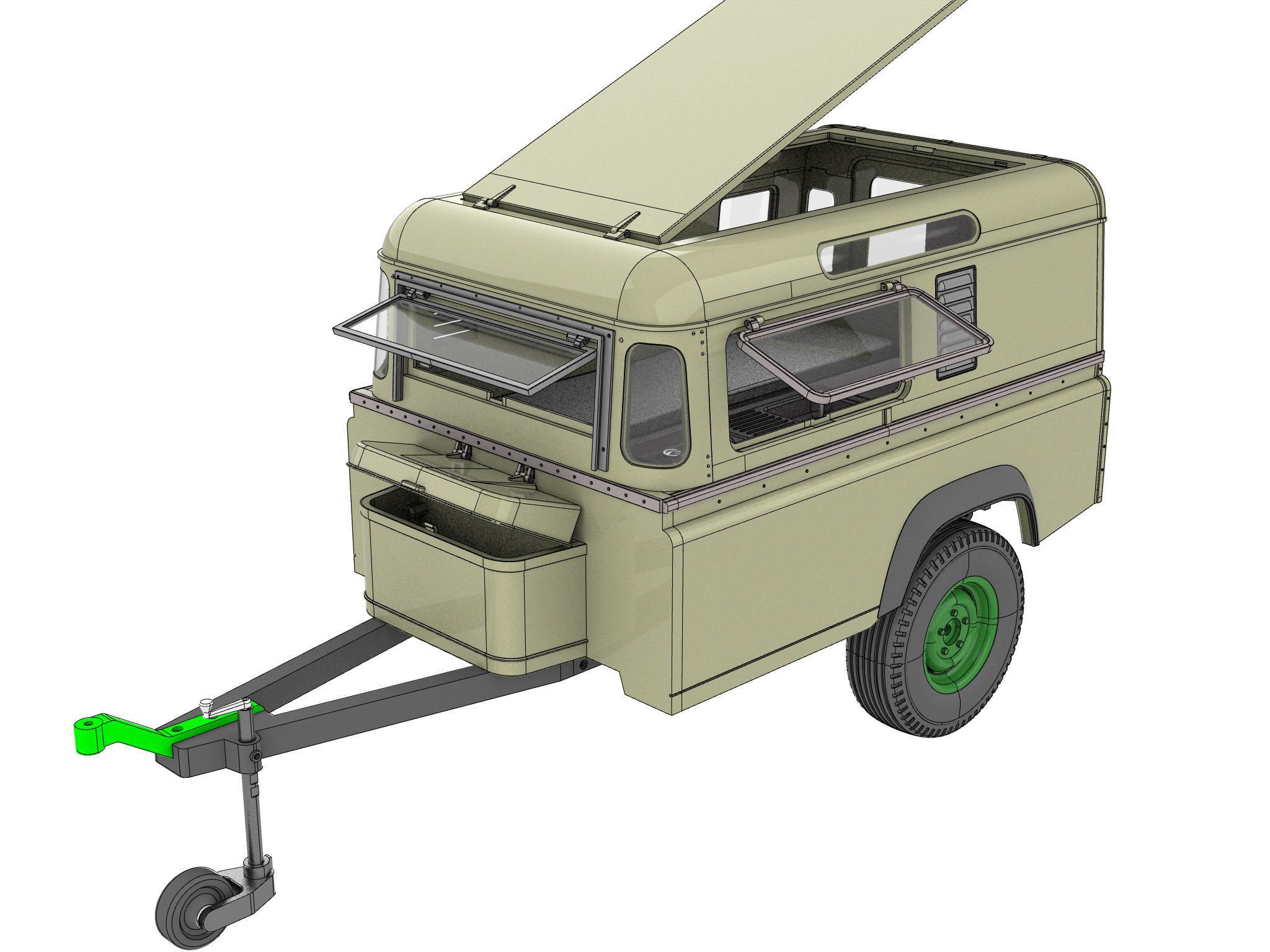 LAND ROVER BACK CUT CAMPER TRAILER 1 10 SCALE 3D print model_1