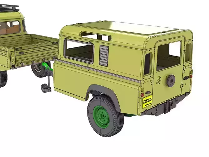 LAND ROVER BACK CUT CAMPER TRAILER 1 10 SCALE 3D print model