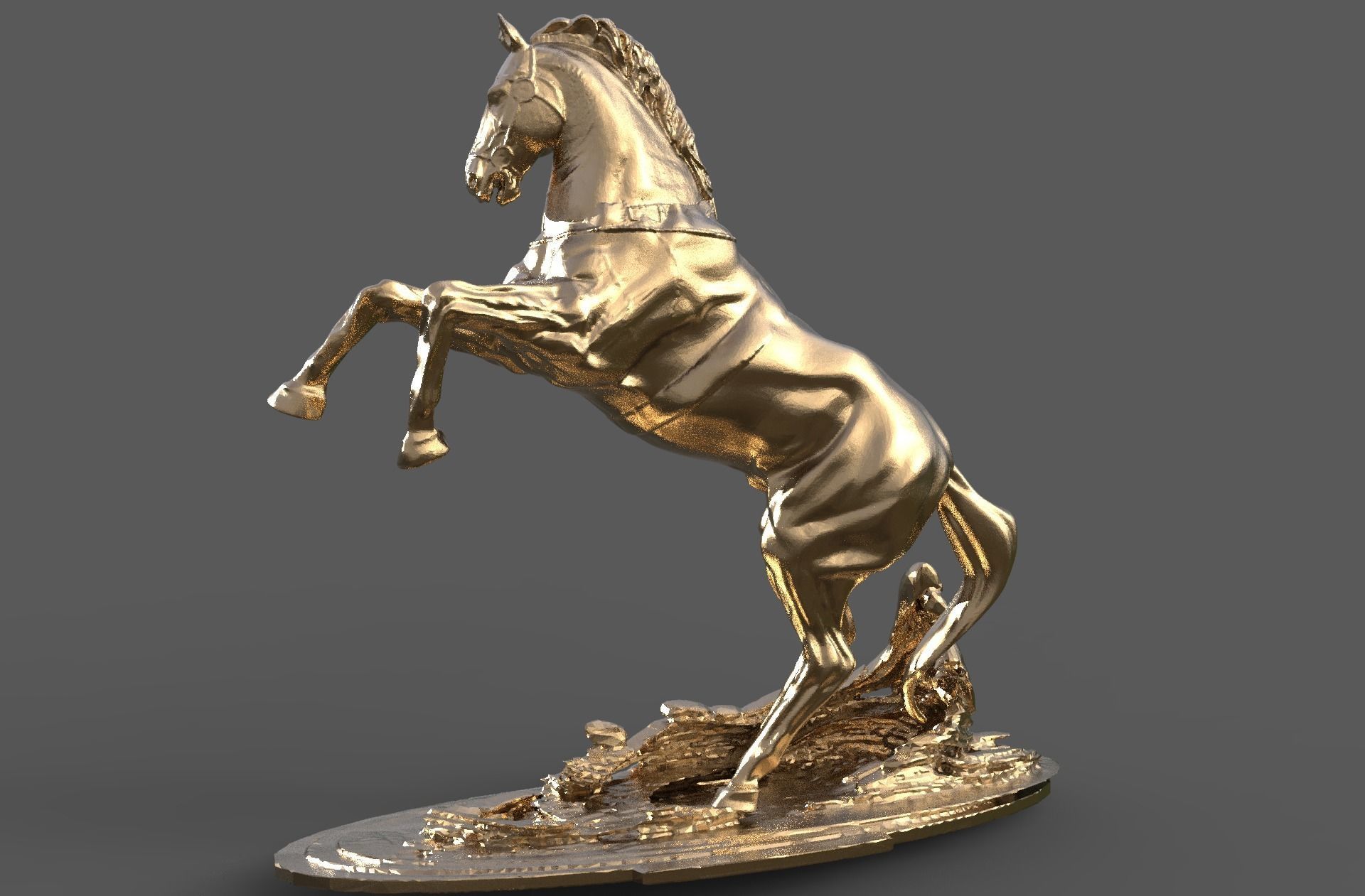 Roman emperor horse statue 3D model_1