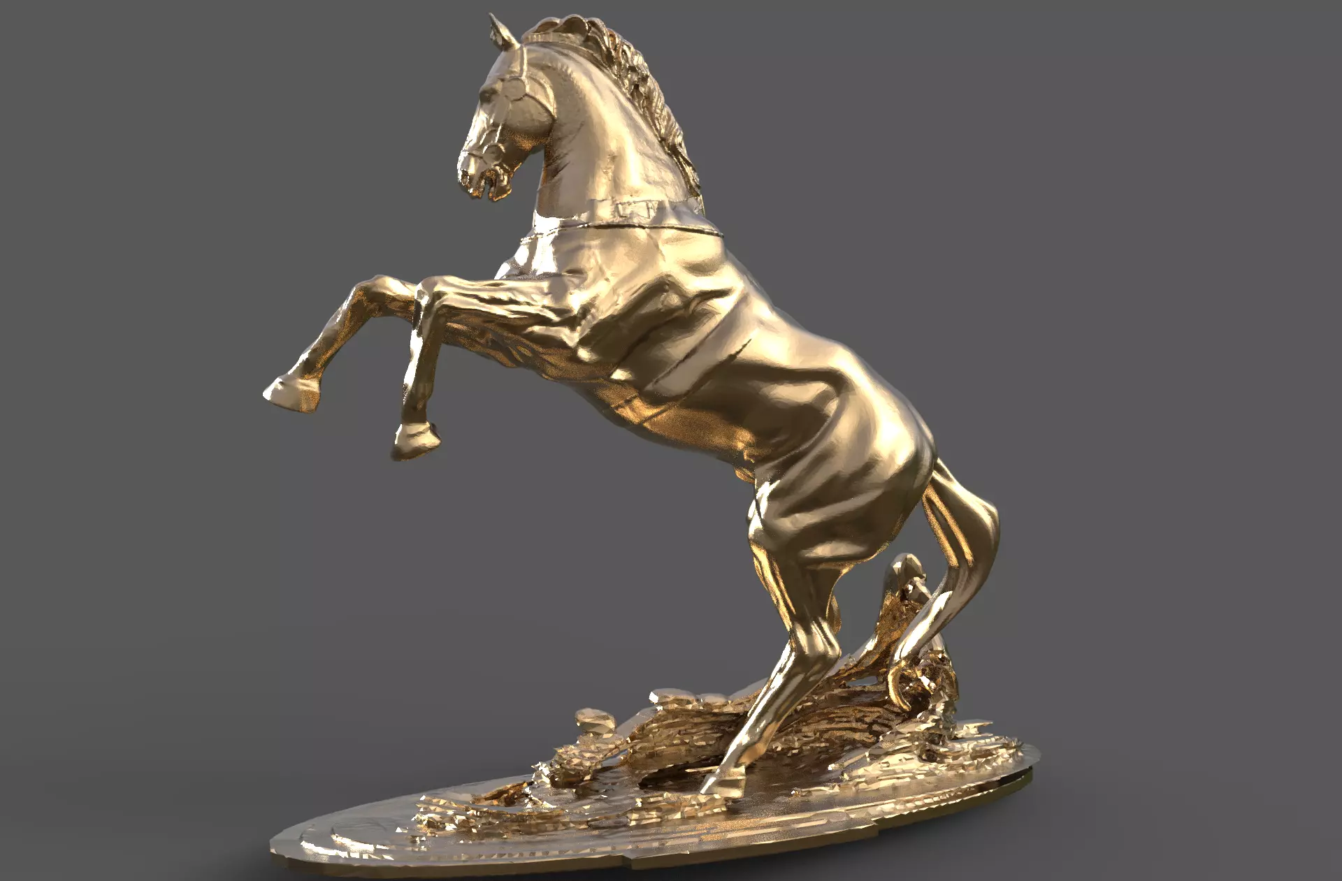 Roman emperor horse statue 3D model_0