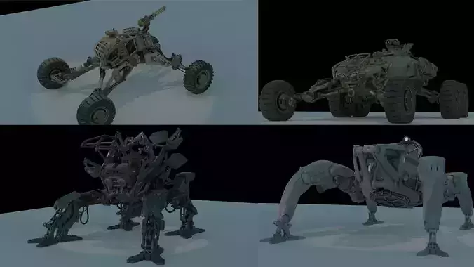 Sci-fi Mecha And Military vehicles Pack Low-poly 3D model