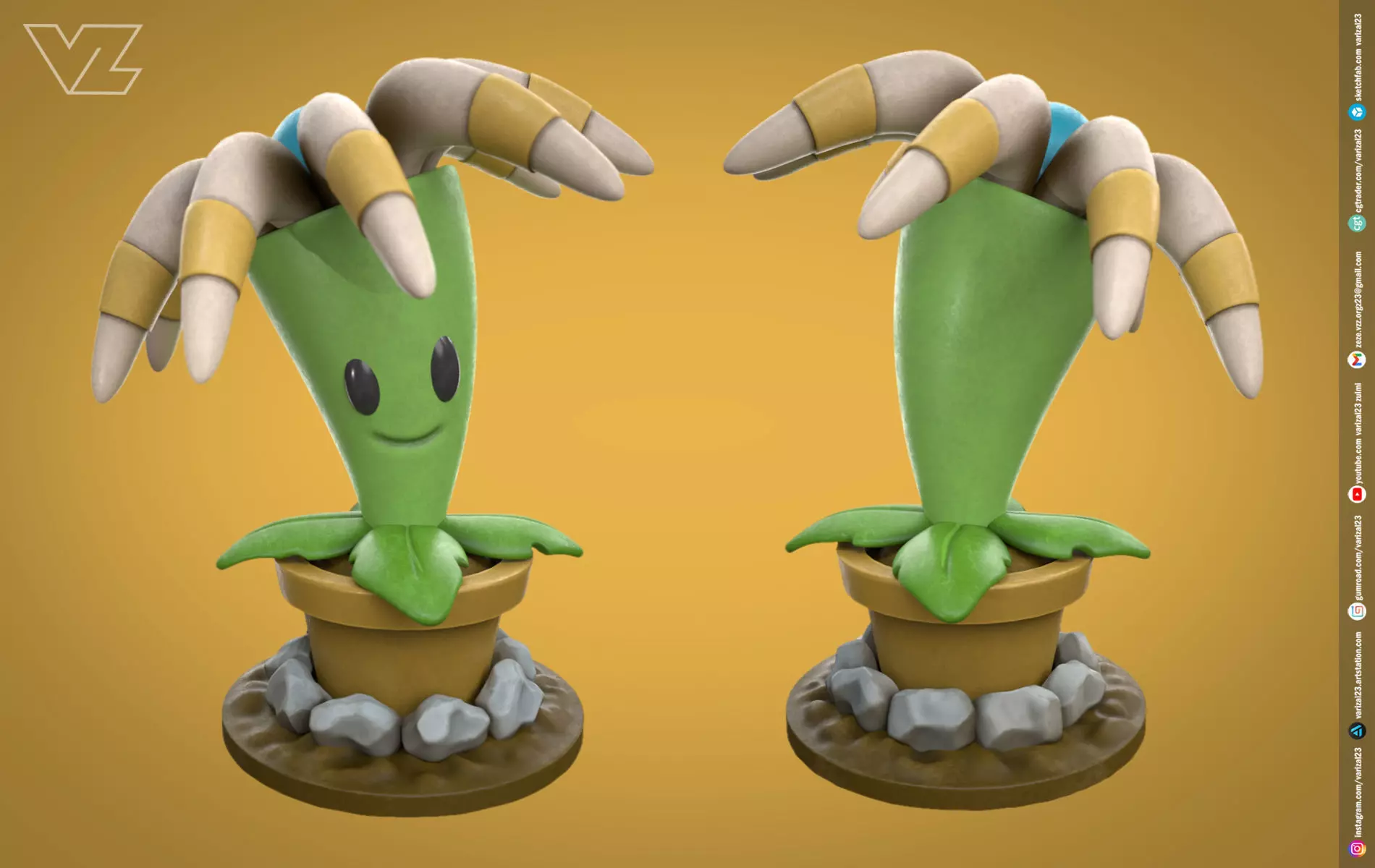 Plants vs Zombies - Bloomerang - 7 File Types - PBR Material Low-poly 3D model_0