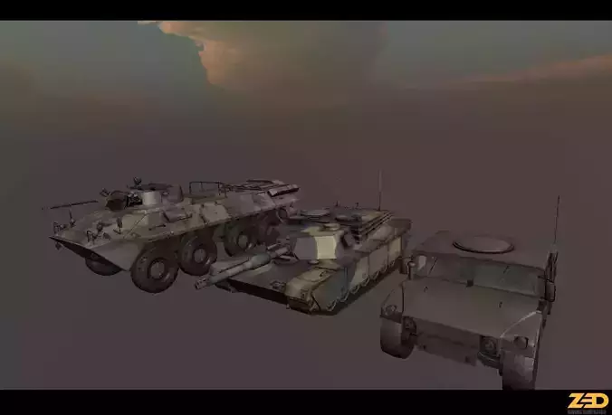 Army Vehicles Pack Low-poly 3D model