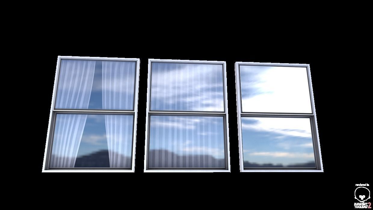 Windows three with sky Low-poly 3D model_0