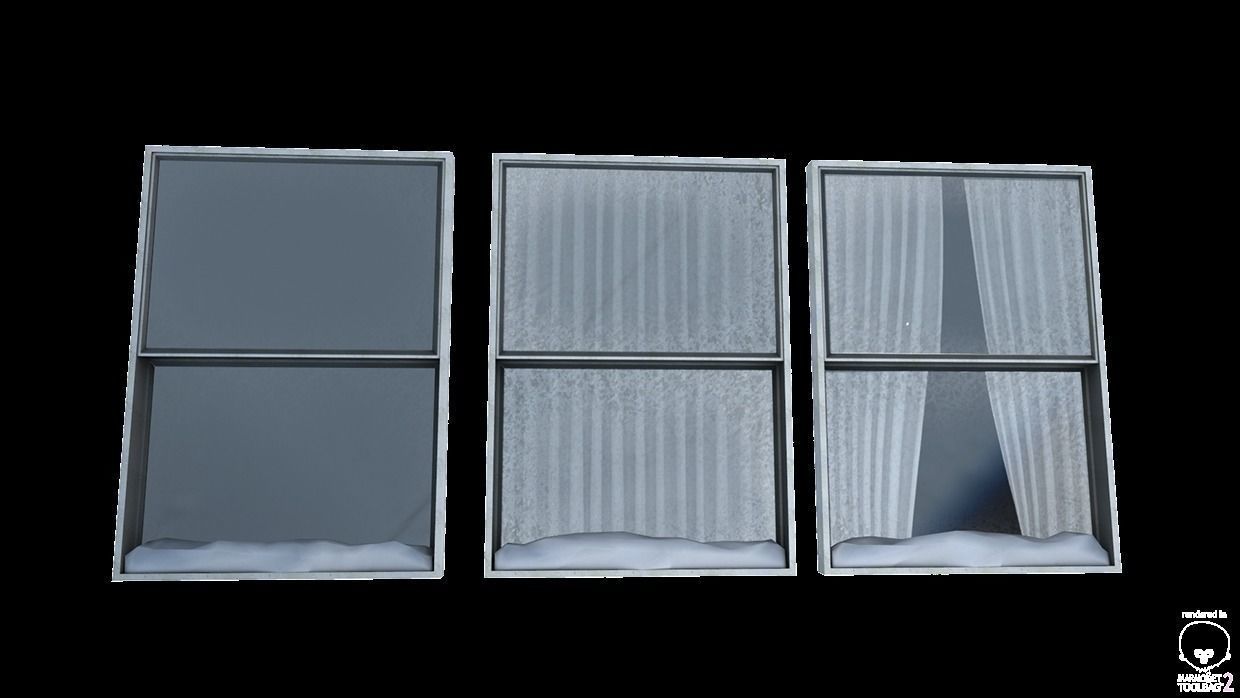 Windows three with sky Low-poly 3D model_1