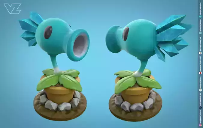 Plants vs Zombies - Snow Pea - 7 File Types - PBR Material
