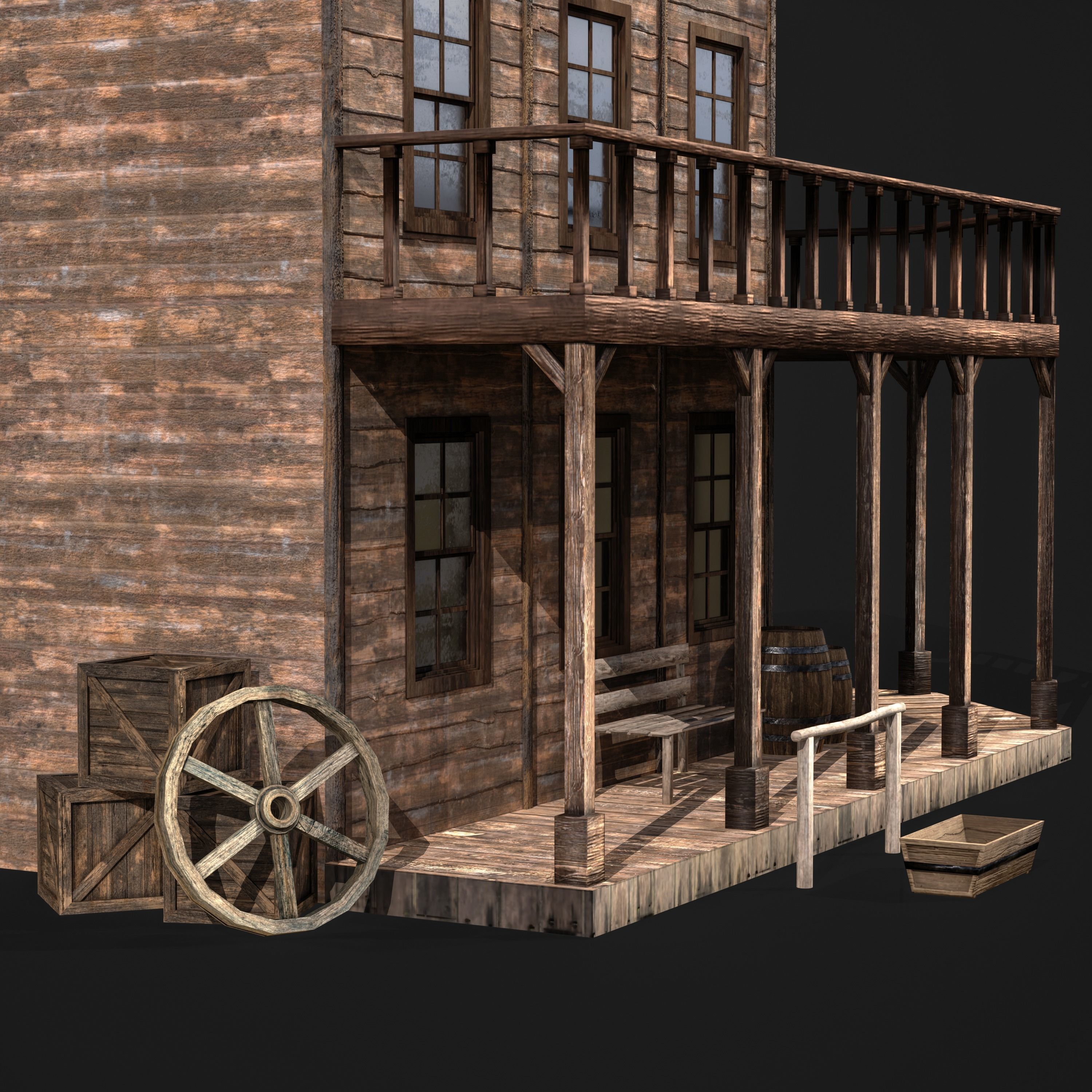 WESTERN BUILDING 001 Low-poly 3D model_4