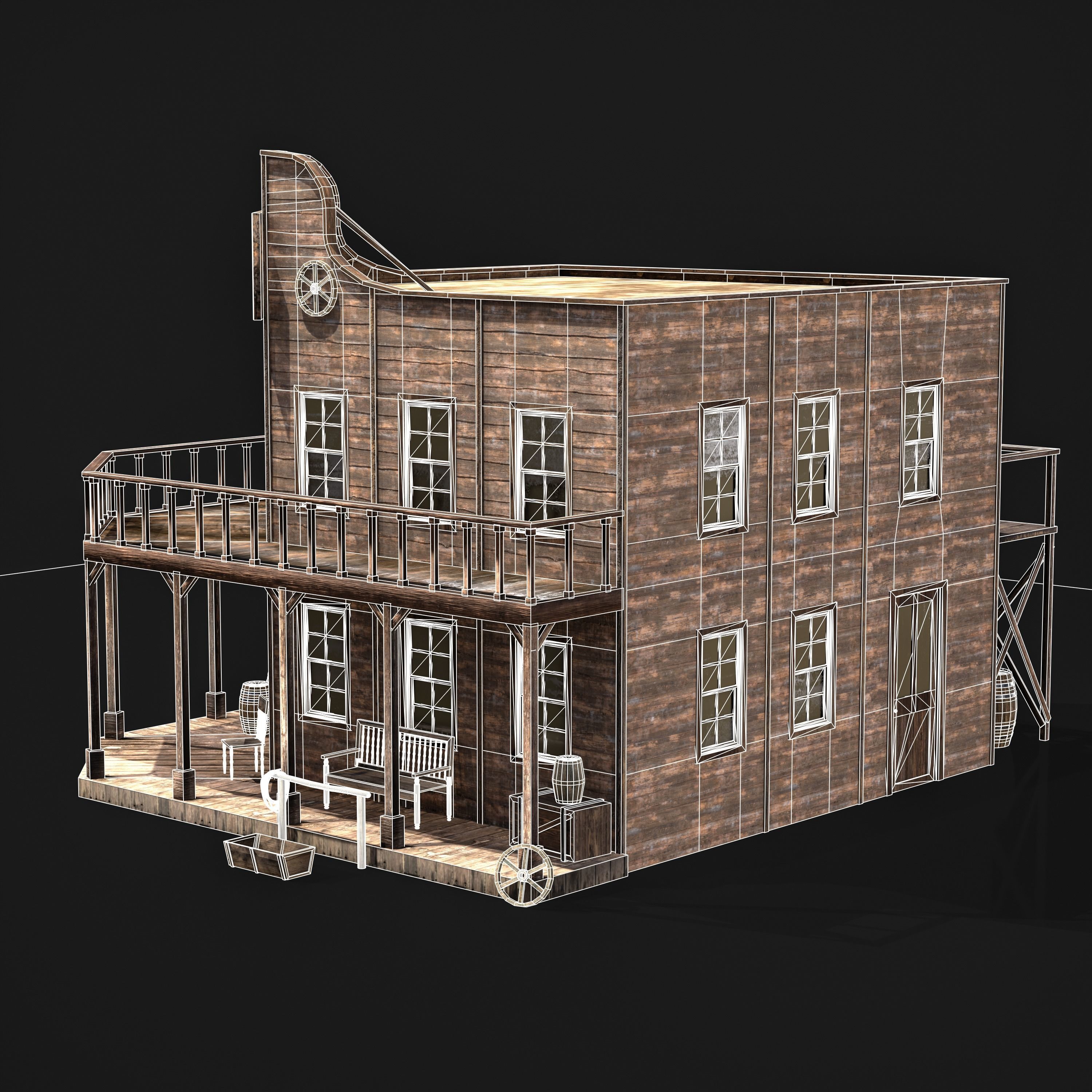 WESTERN BUILDING 001 Low-poly 3D model_11