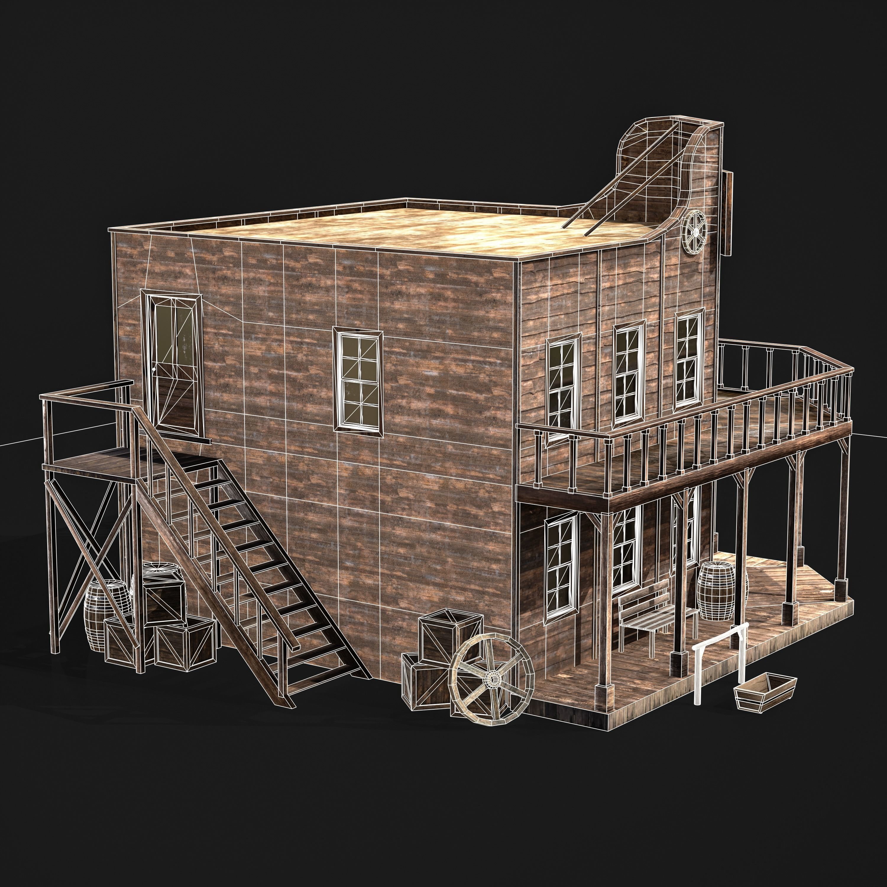 WESTERN BUILDING 001 Low-poly 3D model_12