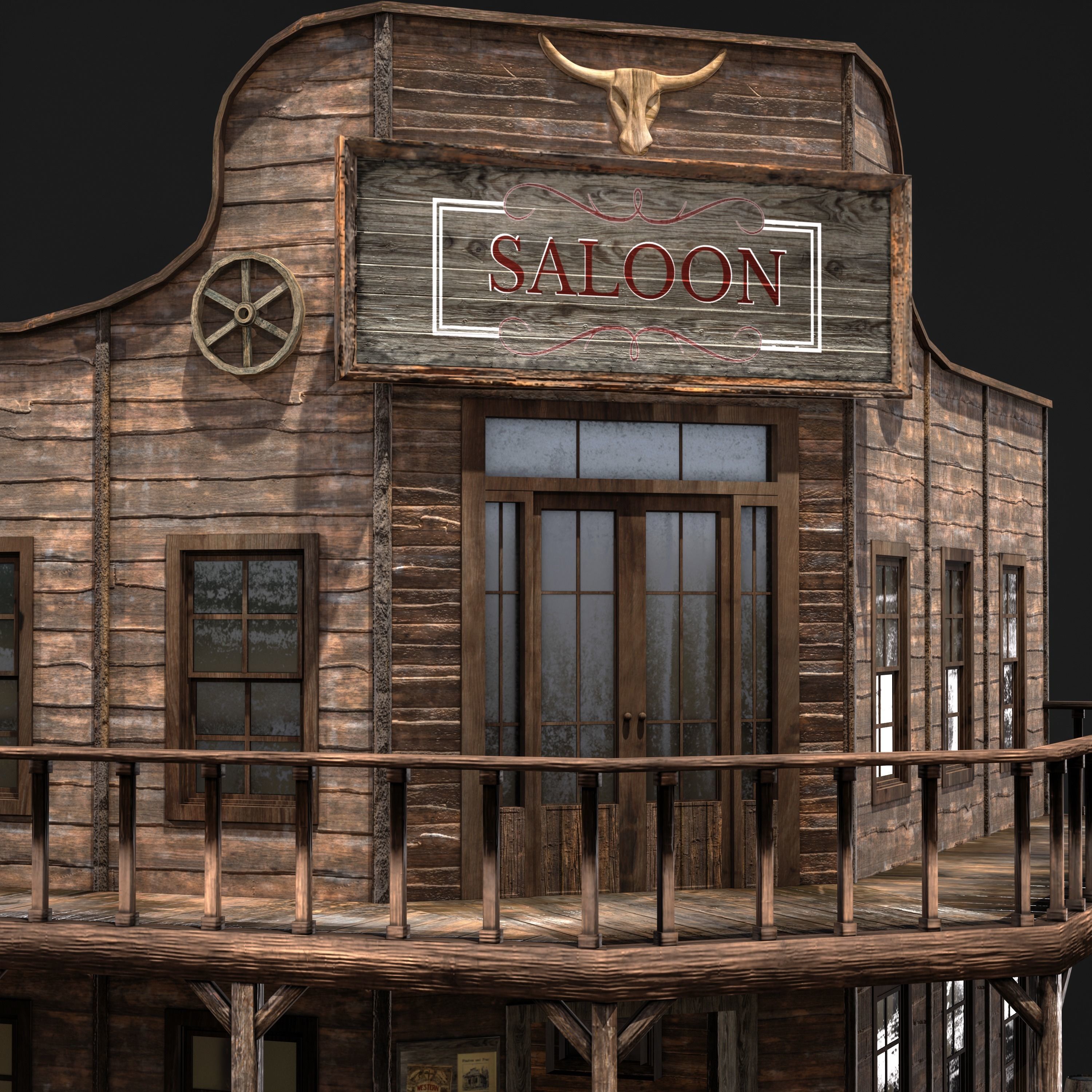 WESTERN BUILDING 001 Low-poly 3D model_6