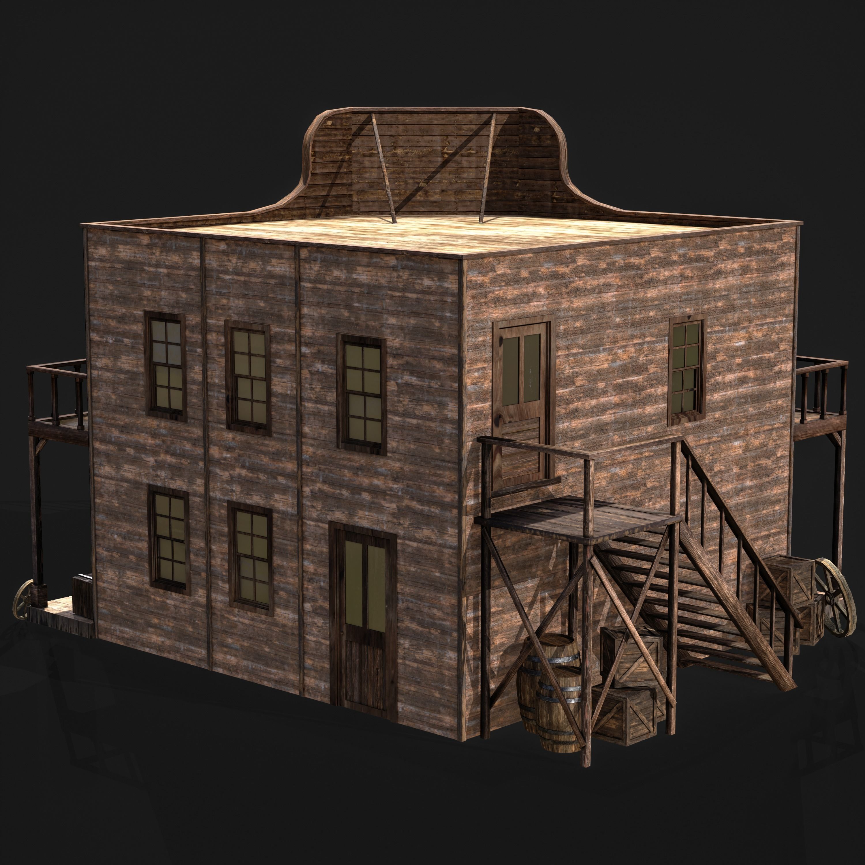 WESTERN BUILDING 001 Low-poly 3D model_3