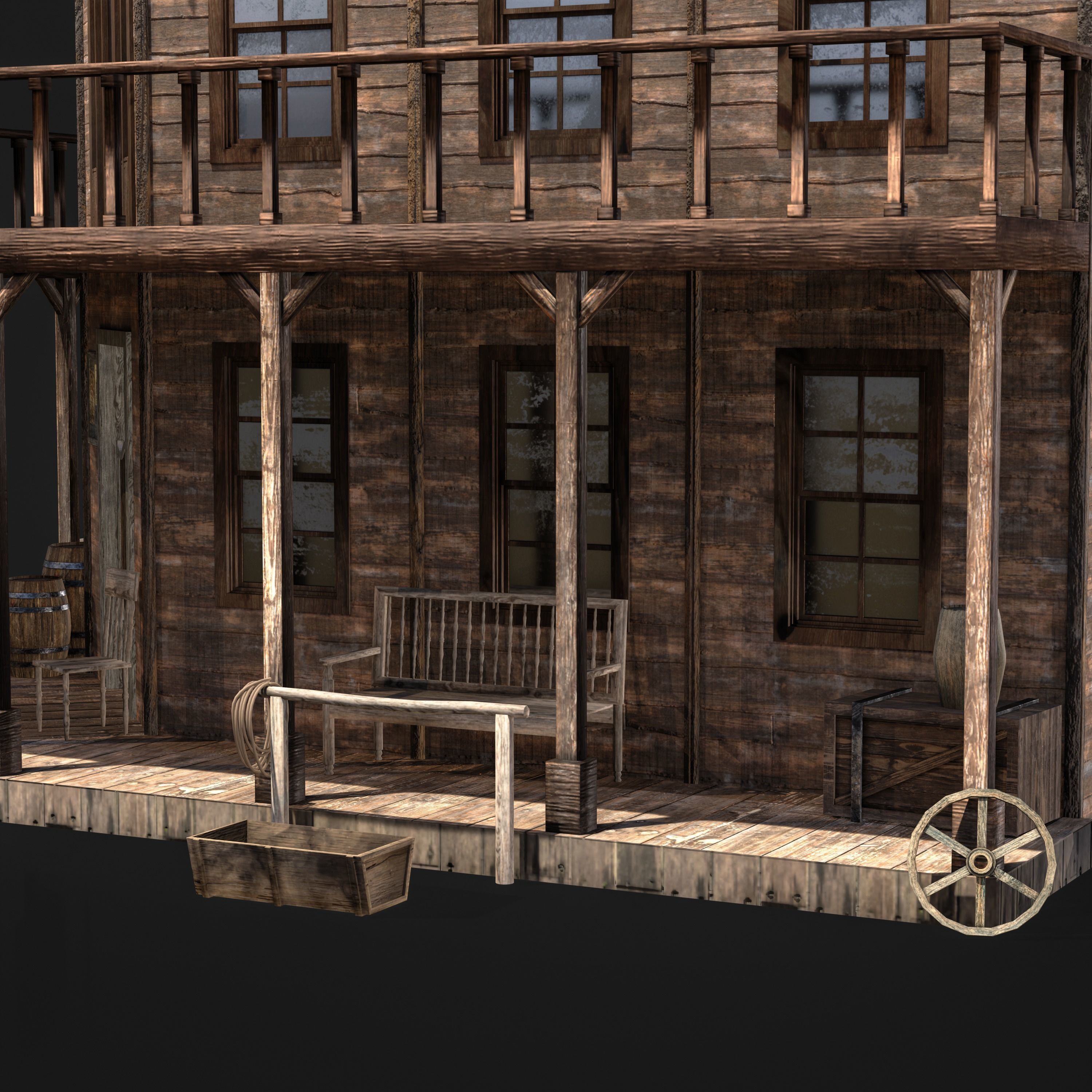 WESTERN BUILDING 001 Low-poly 3D model_7