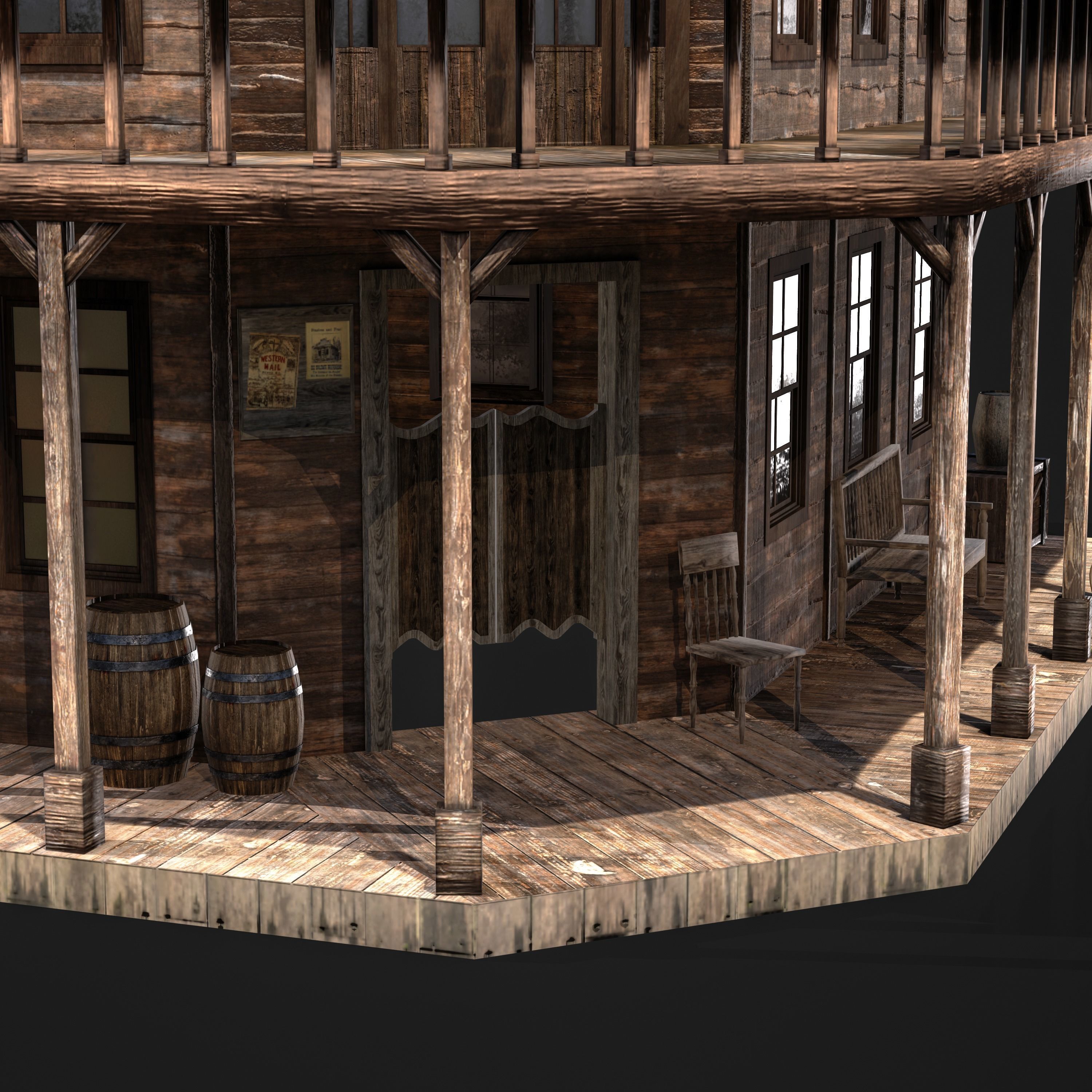 WESTERN BUILDING 001 Low-poly 3D model_8